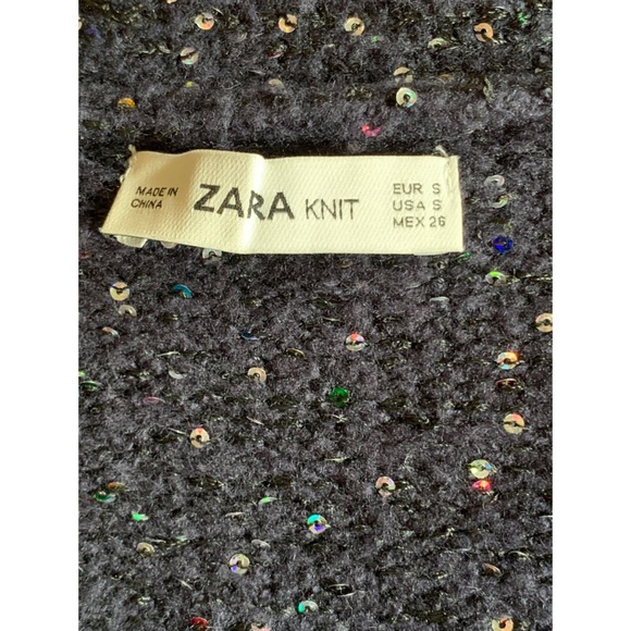 Zara shimmery knit frayed jacket in navy, S - Picture 6 of 13